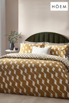 HÖEM Yellow Zabine Art Deco Cotton Rich Reversible Duvet Cover and Pillowcase Set
