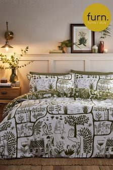 Furn Green Frida Rejuvenate Nature Reversible Duvet Cover and Pillowcase Set (D95746) | £19 - £40