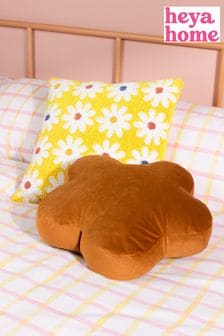 heya home Ginger Brown Flower Velvet Cushion