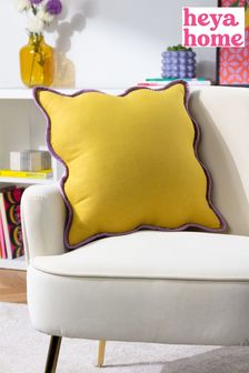heya home Yellow Purple Wiggle Contrast Velvet Piped Edge Cushion