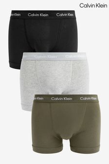 Calvin Klein Green Cotton Stretch Trunks 3 Pack (D96058) | £42