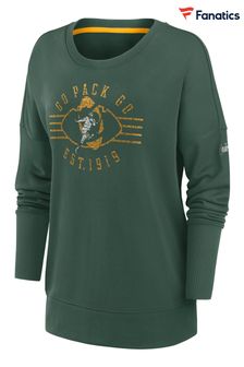 Nike Green Fanatics Womens Green Bay Packers Historic Dri-FIT Drop Shoulder Crew Sweat Top (D96324) | £55