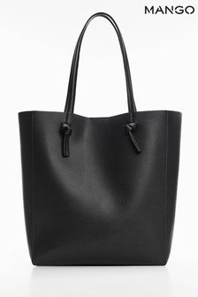 Mango Knot Handle Shopper Black Bag (D96882) | £30