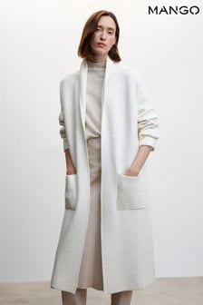 Mango Cream Oversized Knitted Coat With Pockets (D96884) | £90