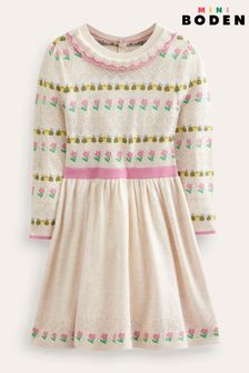 Boden Cream Flower Pointelle Knit Dress (D97192) | £42 - £48