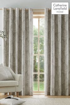 Catherine Lansfield Natural Alder Trees Eyelet Curtain