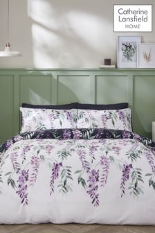 Catherine Lansfield White Wisteria Duvet Cover and Pillowcase Set