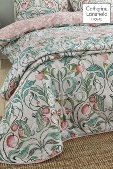 Catherine Lansfield Natural Clarence Floral Quilted Throw