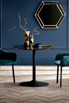 Julian Bowen Black and Teal Nero 80cm Table and 2 Lima Dining Chairs