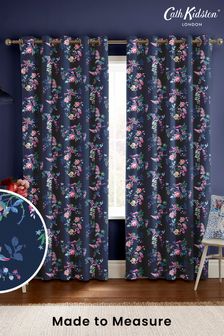 Cath Kidston Navy Blue Ribbon Roses Made to Measure Curtains