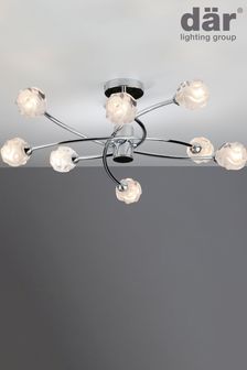 Dar Lighting Chrome Seattle 8 Light Semi Flush Ceiling Light