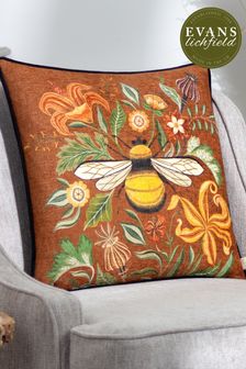 Evans Lichfield Ginger Hawthorn Bee Piped Cushion