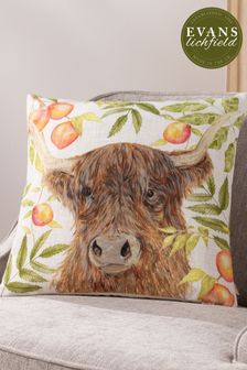 Evans Lichfield Natural Grove Highland Cow Cushion