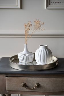 White Stoneware Vases Set of 2