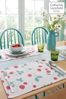 Catherine Lansfield Red Strawberry Garden Cotton Placemats 4 Pack