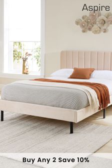 Aspire Furniture Cream Rosella Velvet Upholstered Bed