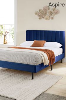 Aspire Furniture Navy Rosella Velvet Upholstered Bed