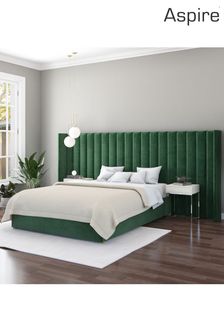 Aspire Furniture Forest Green Grandeur Wing Velvet Headboard