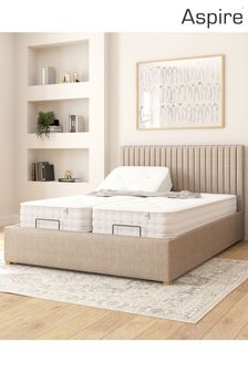 Aspire Furniture Natural Grant Velvet Electric Adjustable Bed With Mattress