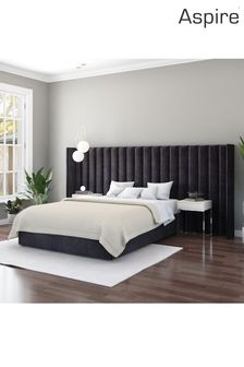 Aspire Furniture Ebony Grandeur Wing Velvet Headboard