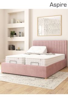 Aspire Furniture Blush Grant Velvet Electric Adjustable Bed With Mattress