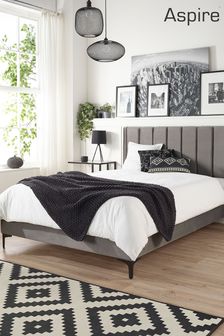 Aspire Furniture Grey Phoebe Velvet Bed