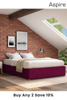 Aspire Furniture Berry Platform Velvet End Lift Ottoman Storage Bed