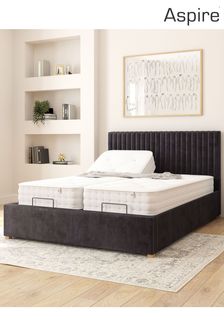 Aspire Furniture Ebony Grant Velvet Electric Adjustable Bed With Mattress