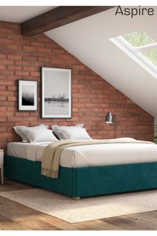 Aspire Furniture Emerald Platform Velvet End Lift Ottoman Storage Bed