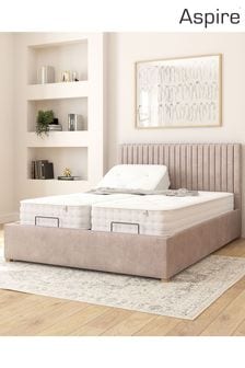 Aspire Furniture Silver Grant Velvet Electric Adjustable Bed With Mattress