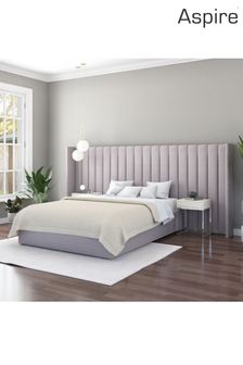 Aspire Furniture Grey Grandeur Wing Velvet Headboard