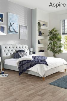 Aspire Furniture Grey Sorento Velvet Bed