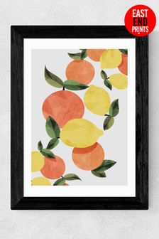 East End Prints Black Oranges And Lemons Framed Art Print