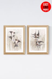 East End Prints Oak Playful Swallows Wall Set Framed Art Print