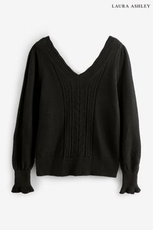 Pointelle V-Neck Jumper