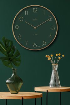 Acctim Clocks Green/Brass Madison 35cm Brushed Metal Wall Clock