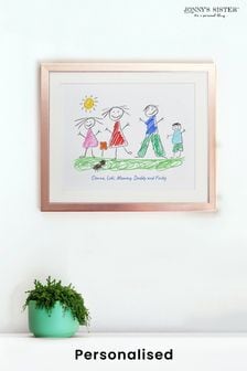 Mothers Day Personalised Hand Drawn White Print Frame by Jonnys Sister