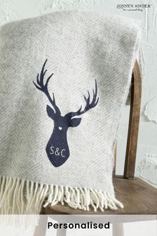 Grey Personalised Stag Throw by Jonnys Sister