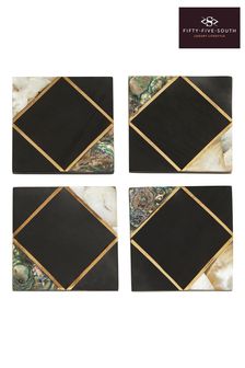 Fifty Five South Set of 4 Black/Gold Oriana Coasters