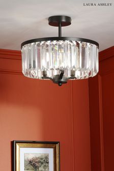 Black Elkwood 3 Light Semi Flush Ceiling Light