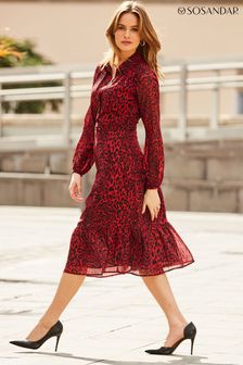 Women's Red Animal Print Dresses 