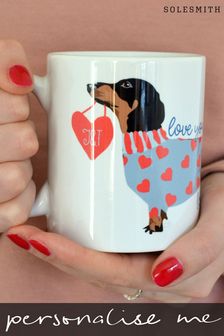Personalised Love You Long Time Sausage Dog Mug by Solesmith (K00714) | £15