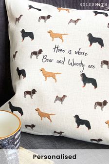 Personalised Home is Where The Dog Is Cushion by Solesmith (K00723) | £30