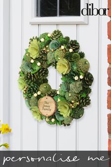 Personalised Evergreen Succulent Door Wreath by Dibor