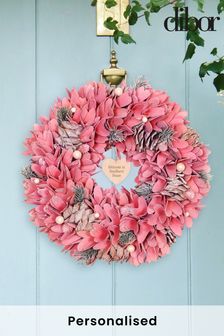 Personalised Pink Petals Handmade Door Wreath by Dibor