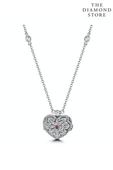The Diamond Store Ruby July Birthstone Vintage Locket Necklace Topaz in Silver
