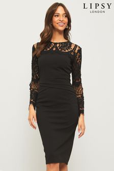 Knee Length Long Sleeve Lace Dresses 