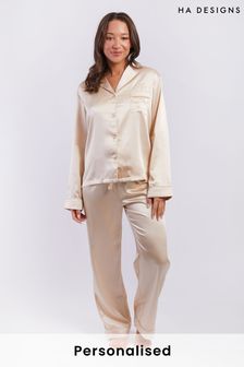 Personalised Luxury Satin Long Sleeve Pyjama Set by HA Designs
