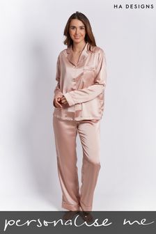 Personalised Luxury Satin Long Sleeve Pyjama Set by HA Designs