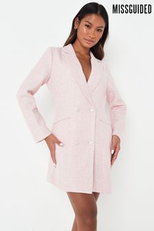 Missguided Pink Sparkel Boucle Fitted Blazer Dress (K02053) | £65